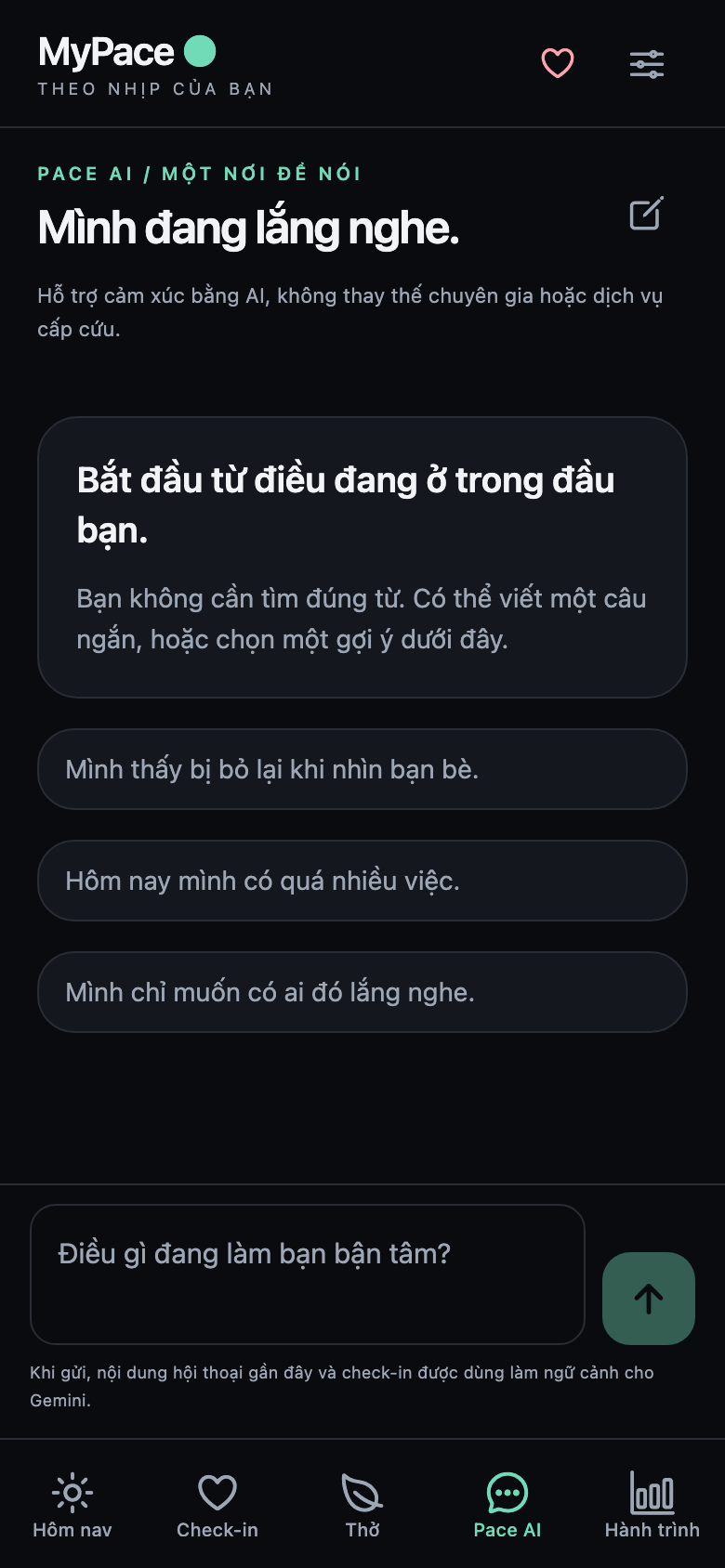 MyPace Screen: Pace AI Companion